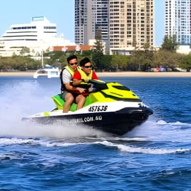 Dad and Son Having Quality Time in Jet Ski