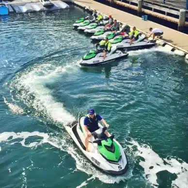 Jet Ski Leaving One by One in Main Beach, QLD