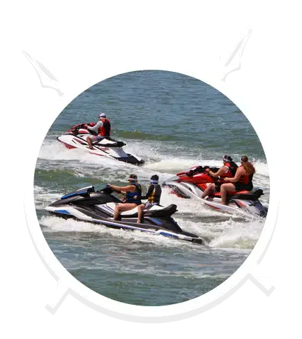 Three Jet Ski in the Middle of the Beach in Main Beach, QLD