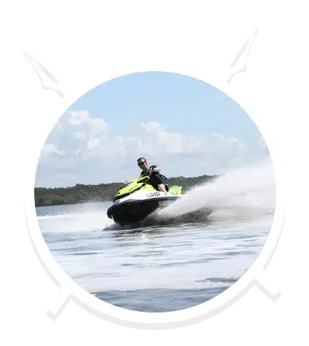 Jet Ski in Action while Driving by a Man in Main Beach, QLD