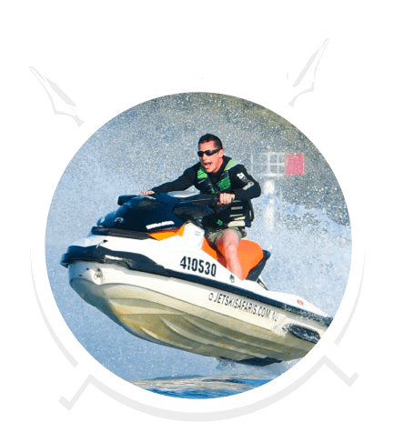 A Man with Shades Enjoying the Jet Ski in Main Beach, QLD