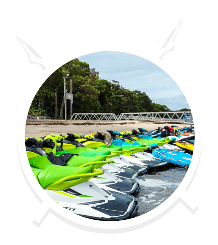 Parked Green Jet Skis in Main Beach, QLD